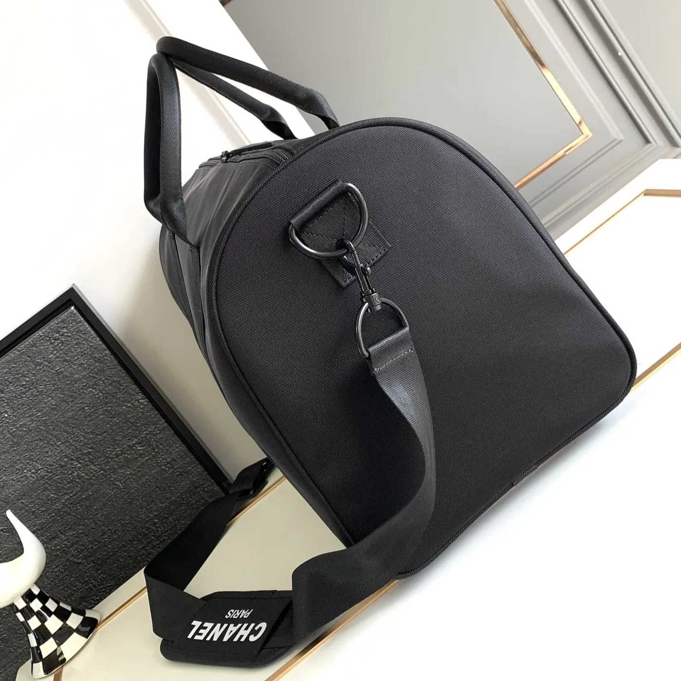 Chanel CC Logo Novelty Boston Travel Bag Black /