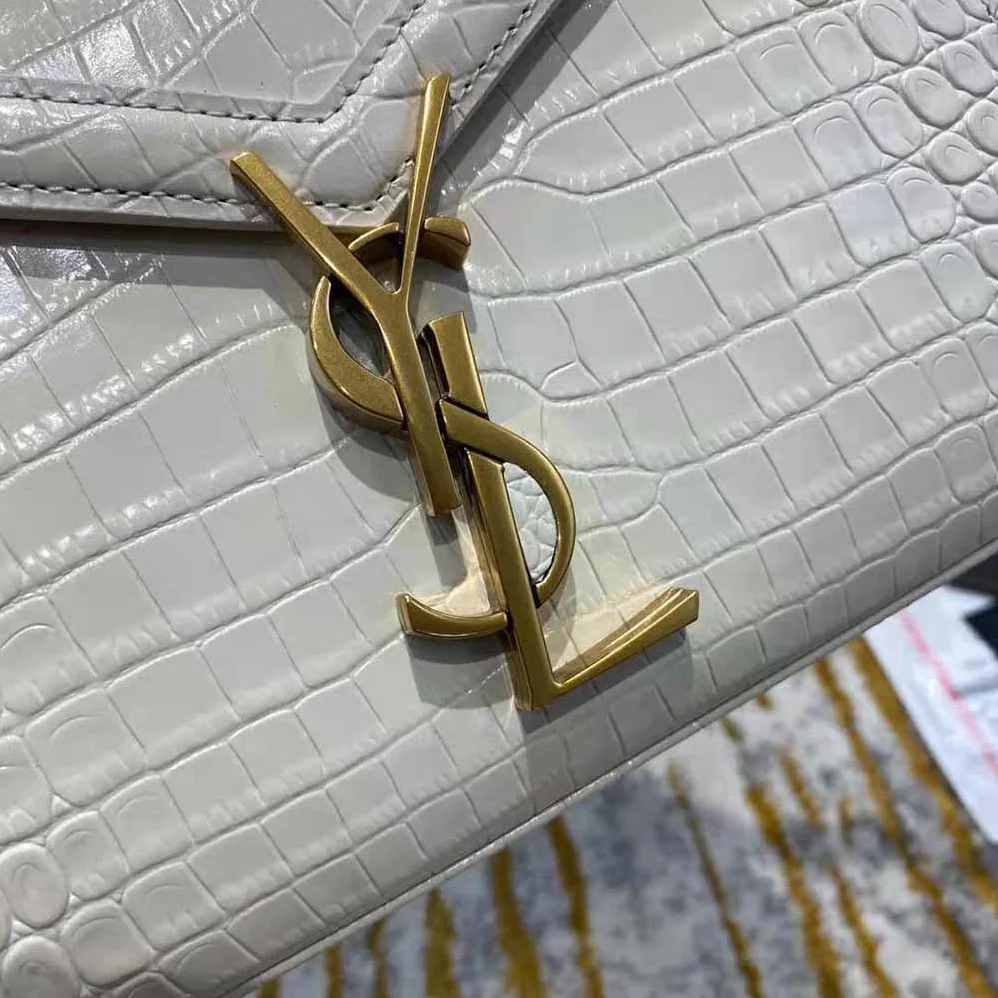 Saint Laurent YSL Cassandra Mini Top Handle Bag in Crocodile for Women in Embossed Shiny Leather Saint Laurent YSL Cassandra Mini Top Handle Bag in Crocodile for Women in Embossed Shiny Leather