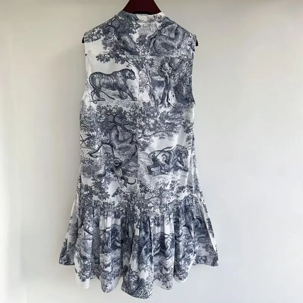 Dior Dioriviera Straight Ruffled Dress White Toile de Jouy Palms Cotton and Silk Poplin for Women Dior Dioriviera Straight Ruffled Dress White Toile de Jouy Palms Cotton and Silk Poplin for Women
