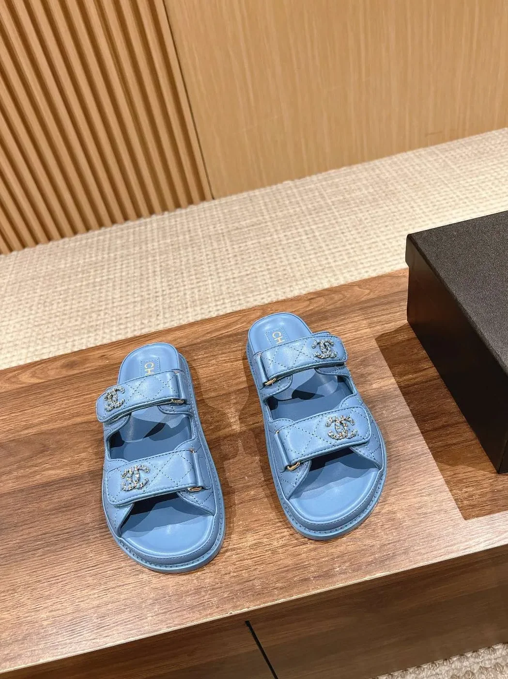 Chanel Sandals With Chanel Logo Blue Chanel Sandals With Chanel Logo Blue
