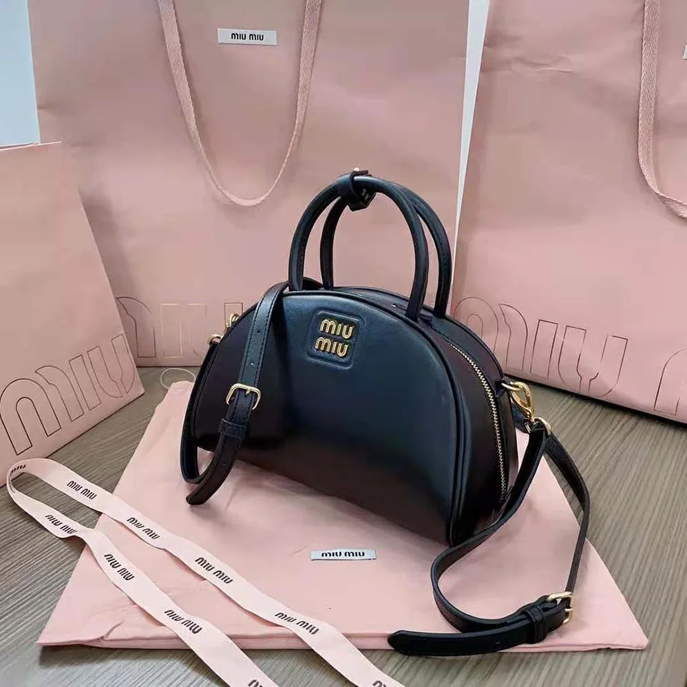 Miu Miu Medium Leather Top-handle Bag for Women in Black