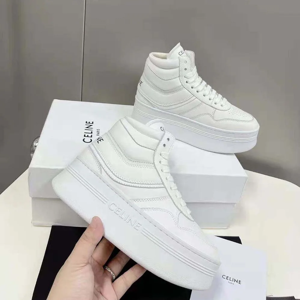 Celine Mid Block Sneakers with Wedge in Calfskin for Women