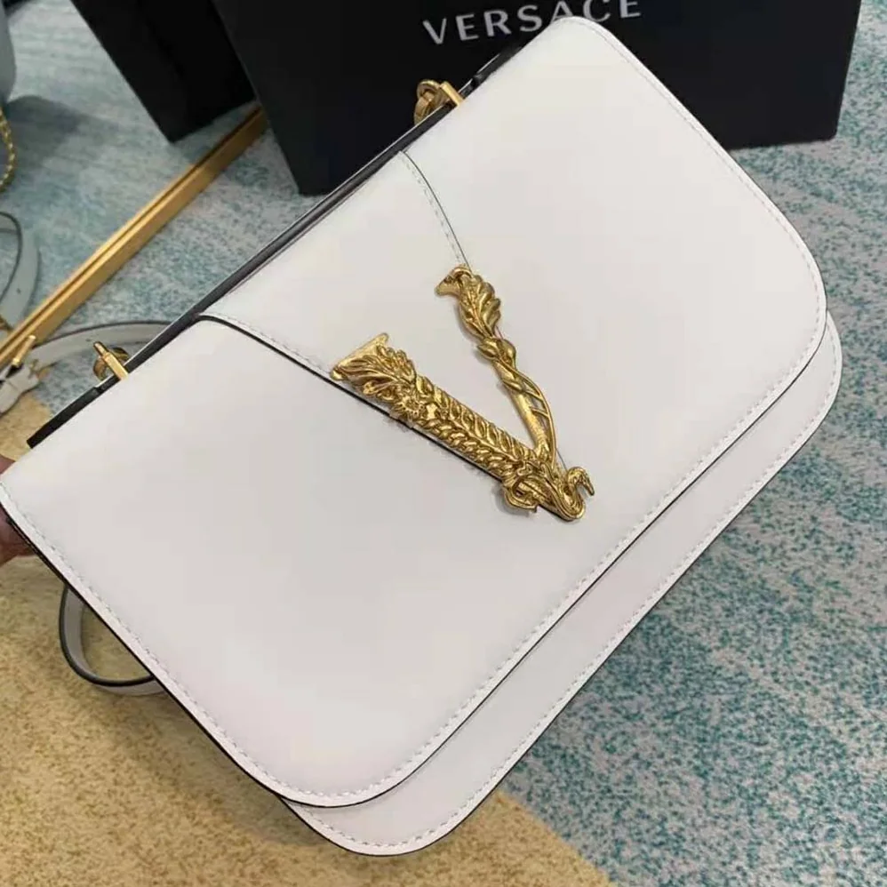 Versace Virtus Shoulder Bag for Women in White Versace Virtus Shoulder Bag for Women in White