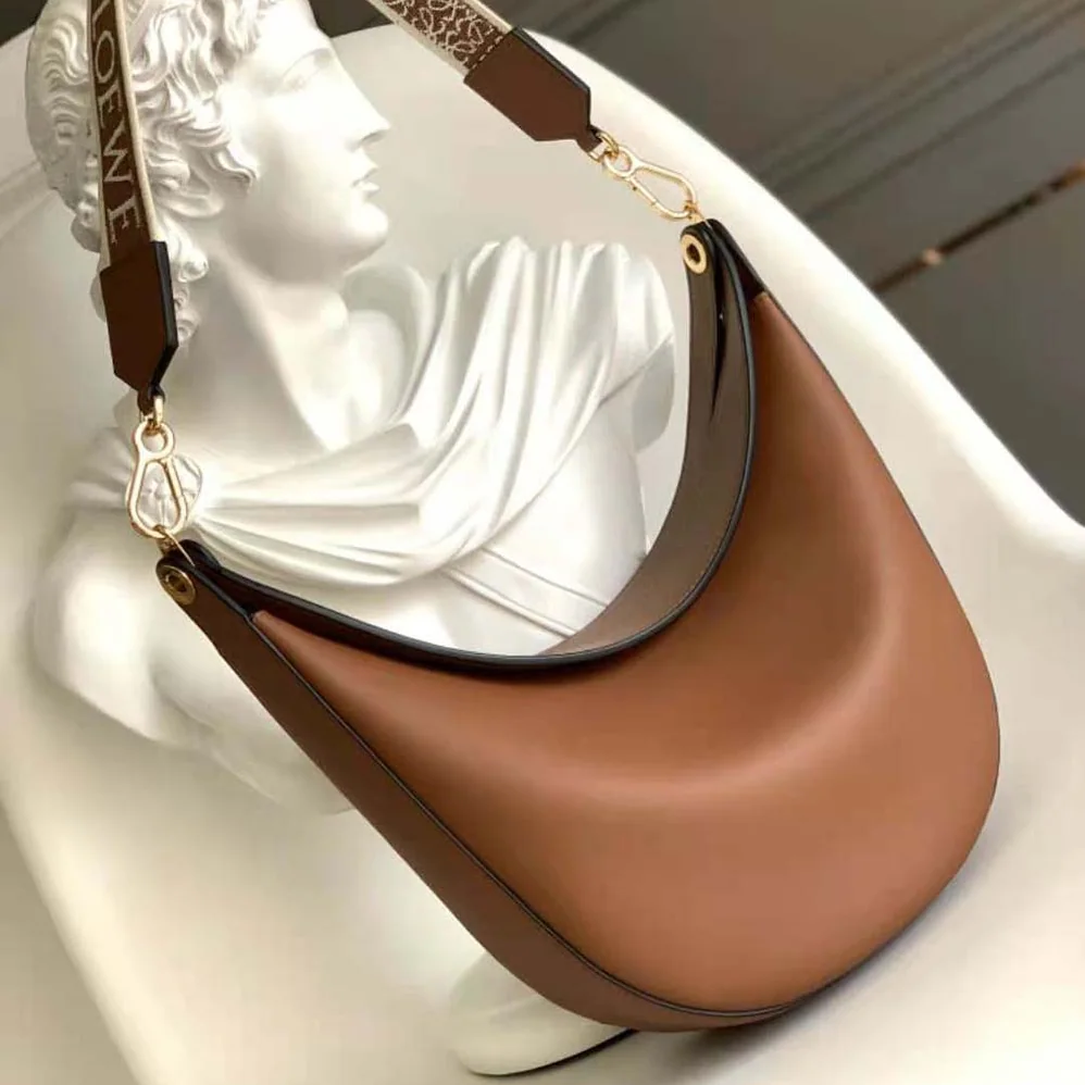 Loewe Luna Bag in Satin Calfskin and Jacquard for Women in Brown