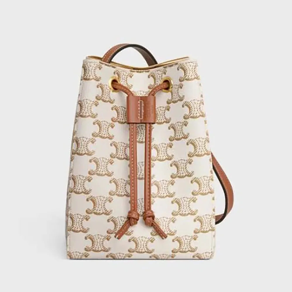 Celine Micro Sailor in Triomphe Canvas and Calfskin for Women in White Celine Micro Sailor in Triomphe Canvas and Calfskin for Women in White