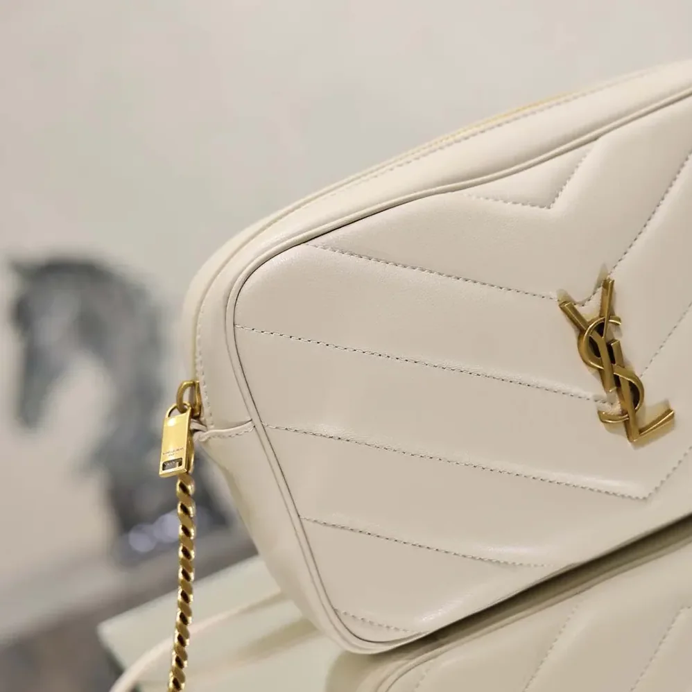 Saint Laurent YSL Loulou Camera Bag In Matelassé Lambskin for Women in White Saint Laurent YSL Loulou Camera Bag In Matelassé Lambskin for Women in White
