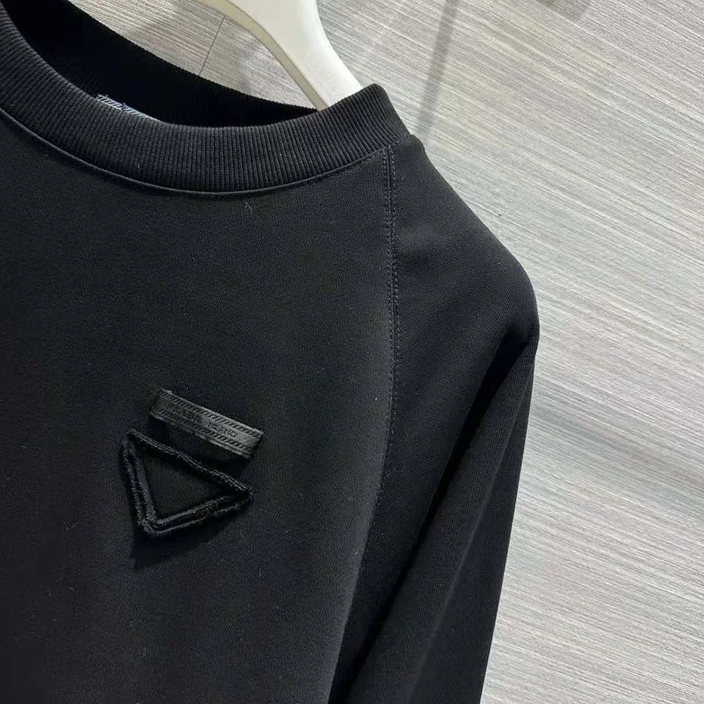Prada Crew-neck Sweatshirt with Feather Trim for Women in Black