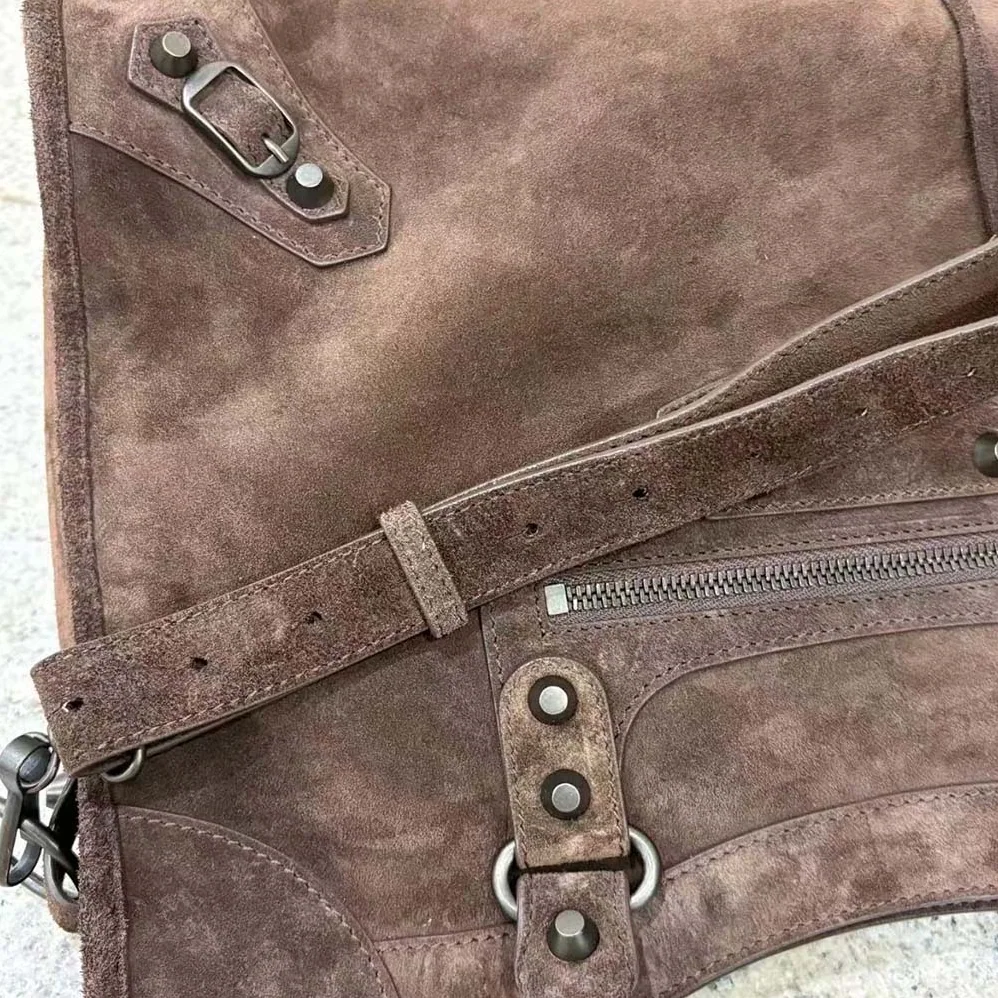 Balenciaga Le City Bag Large in Light Espresso Waxed Suede Calfskin for Unisex