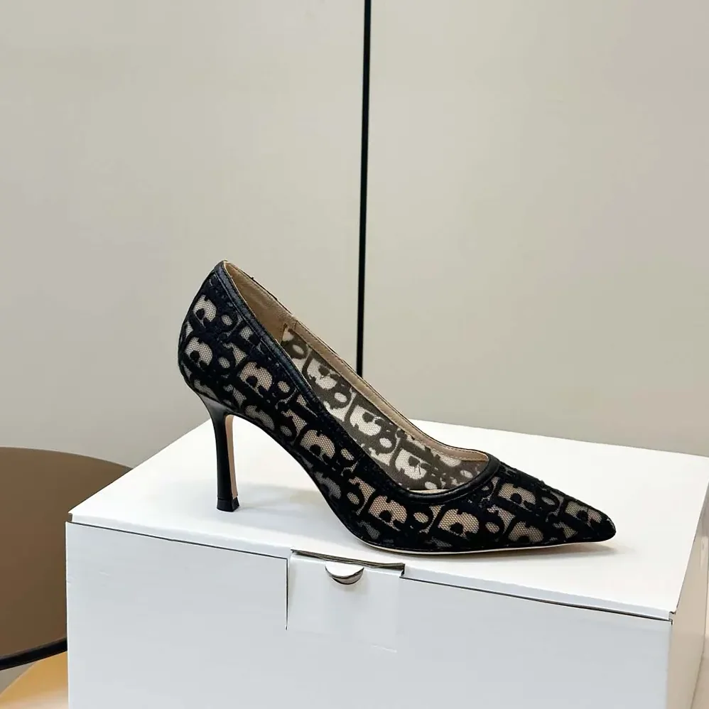 Dior Adiorable Pump Black Dior Oblique Embroidered Mesh for Women