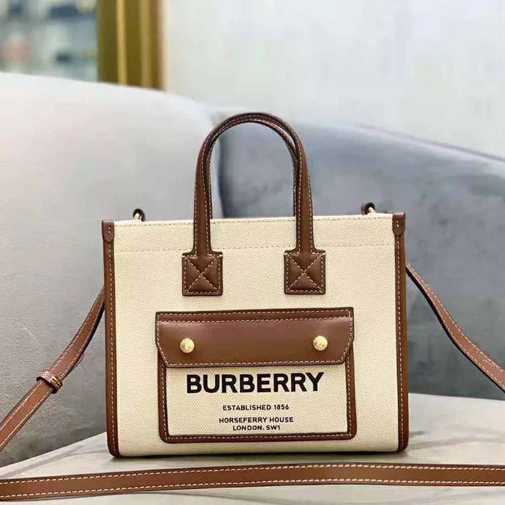 Burberry Mini Freya Tote for Women in Beige Burberry Mini Freya Tote for Women in Beige