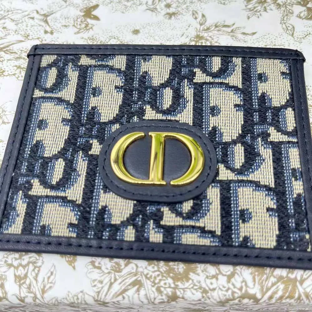 Dior 30 Montaigne Card Holder Blue Dior Oblique Jacquard for Women