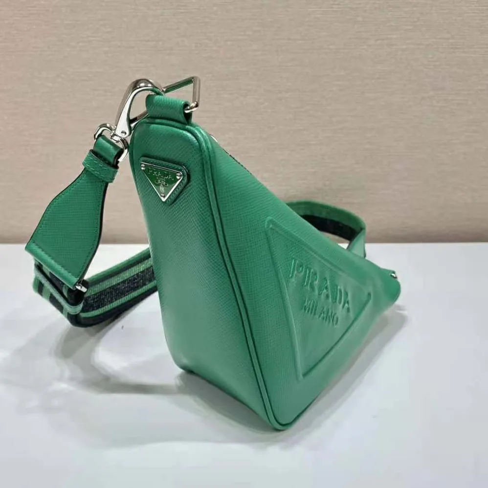 Prada Saffiano Prada Triangle Bag for Women in Green
