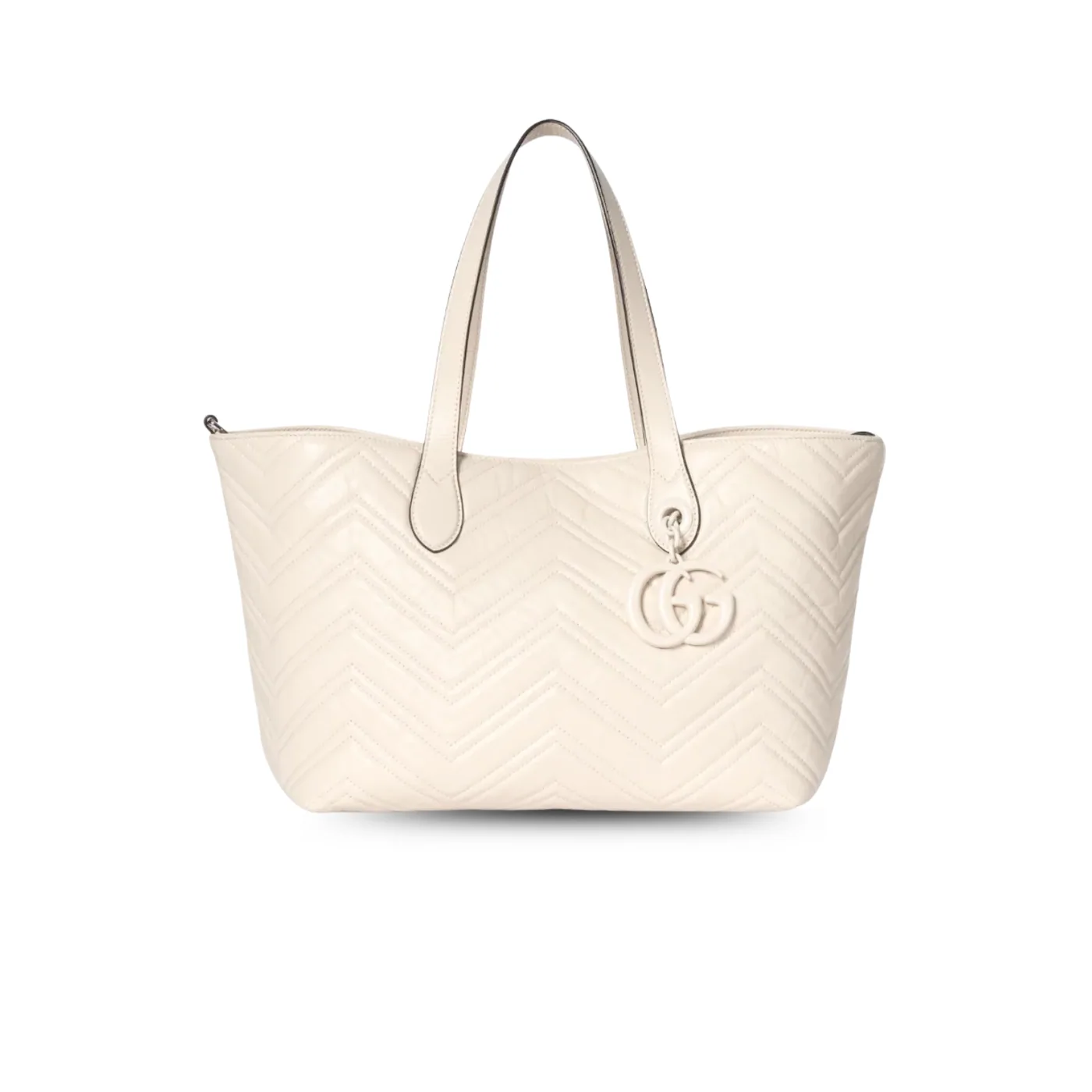 Gucci Marmont Medium Tote Bag in Ivory Tonal Enameled Hardware