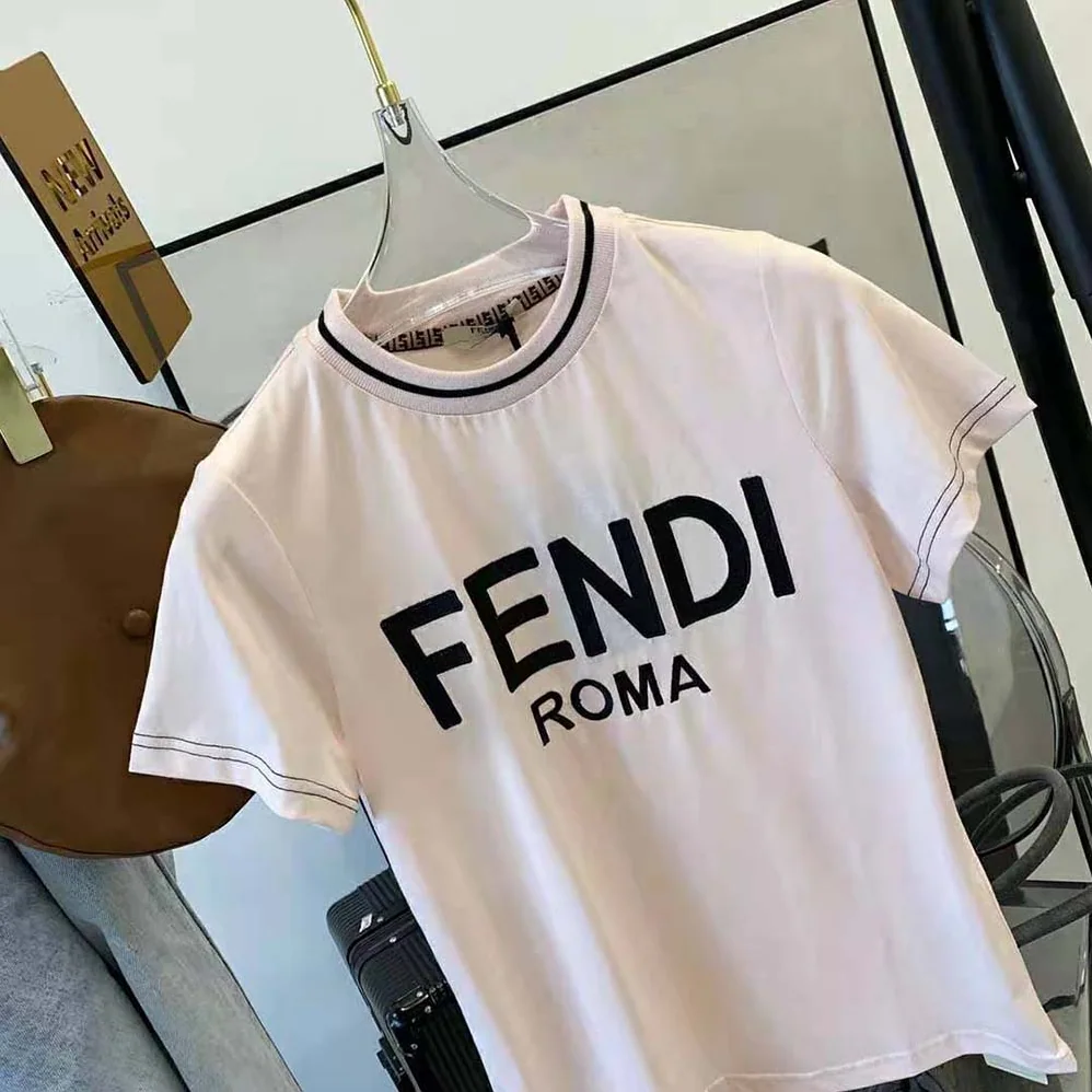 Fendi Pink Jersey T-shirt with Crew Neck and Short Sleeves for Women Fendi Pink Jersey T-shirt with Crew Neck and Short Sleeves for Women