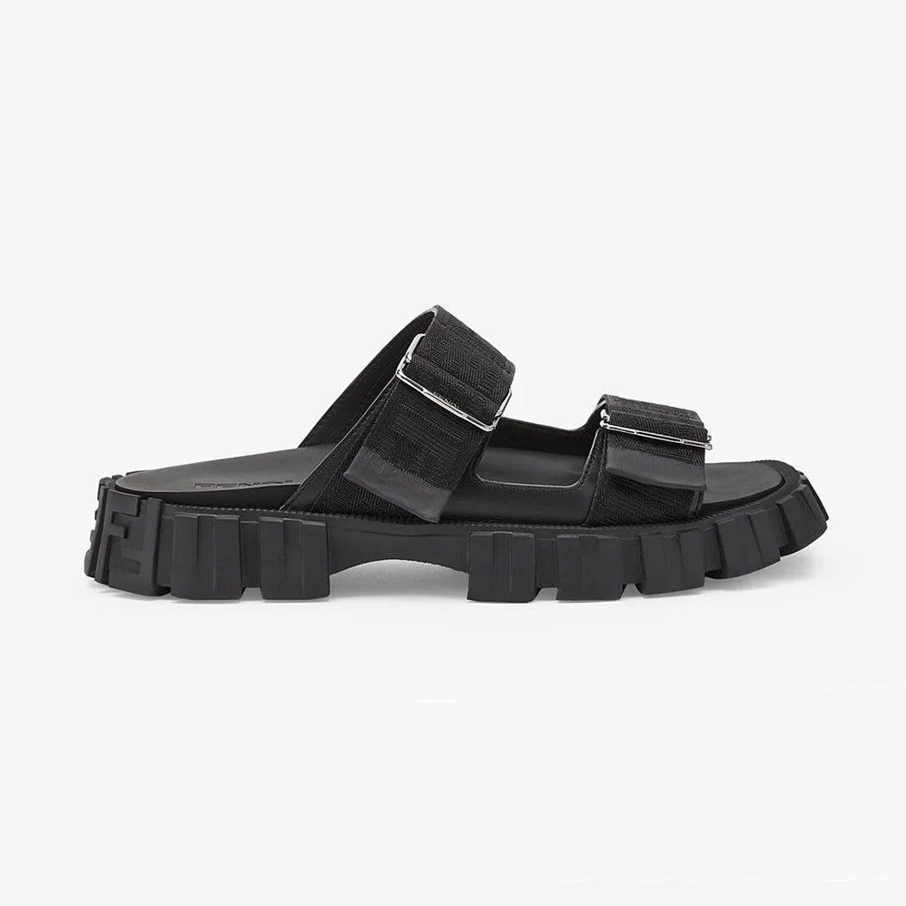 Fendi Sandals Black Fabric Sandals for Women