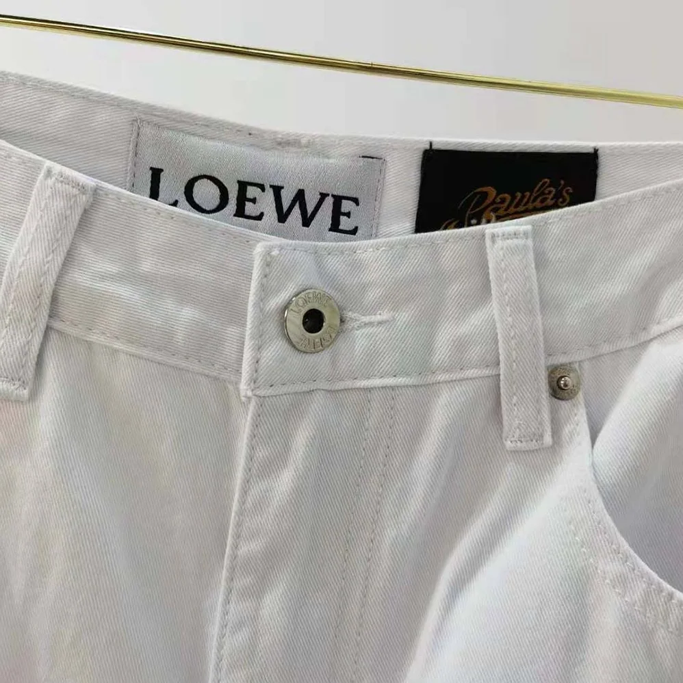 Loewe Fisherman Turn up Jeans in Denim for Women in White Loewe Fisherman Turn up Jeans in Denim for Women in White