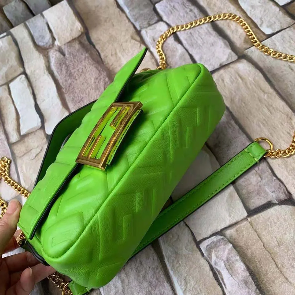 Fendi Baguette Soft Nappa Leather Bag for Women in Green