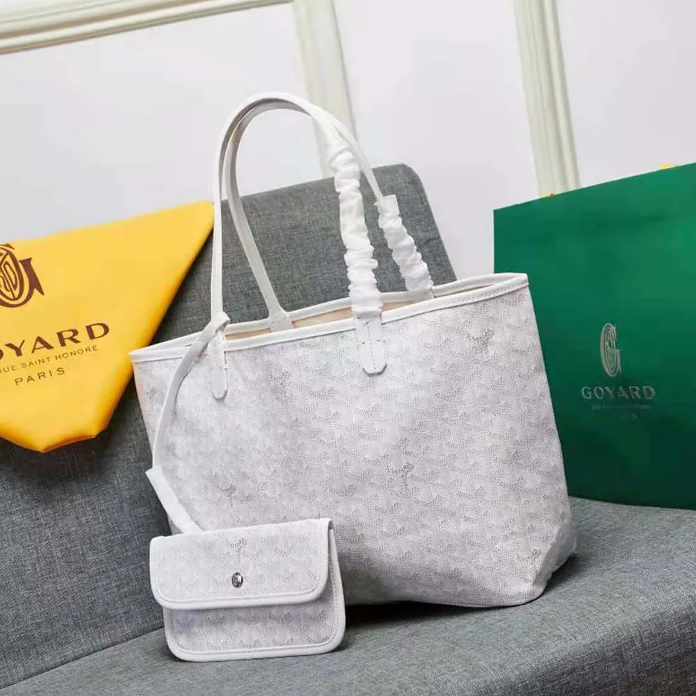 Goyard Sac Artois MM in Goyardine Canvas & Chevroches Calfskin for Women in White Goyard Sac Artois MM in Goyardine Canvas & Chevroches Calfskin for Women in White