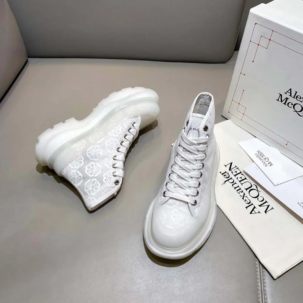 Alexander Mcqueen Tread Slick Boot for Women in White