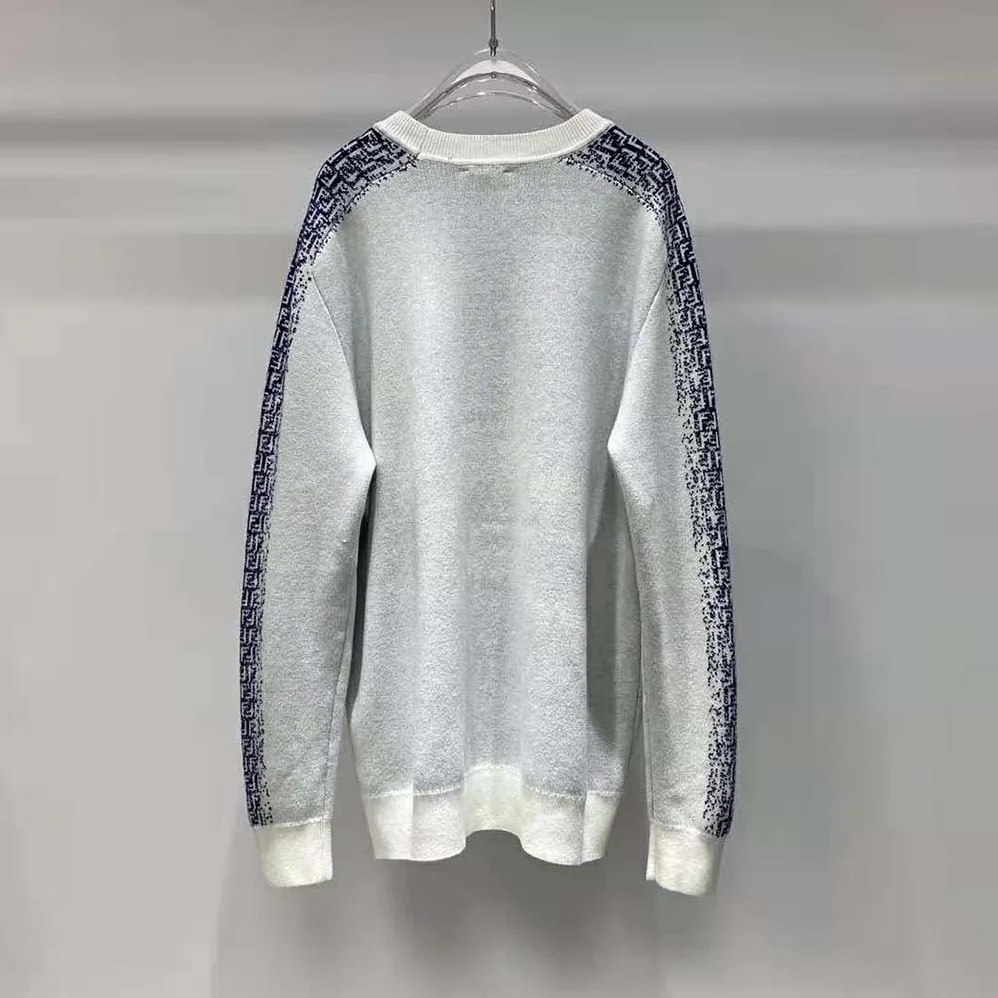 Fendi White Cotton Sweater with an FF Motif for Men Fendi White Cotton Sweater with an FF Motif for Men