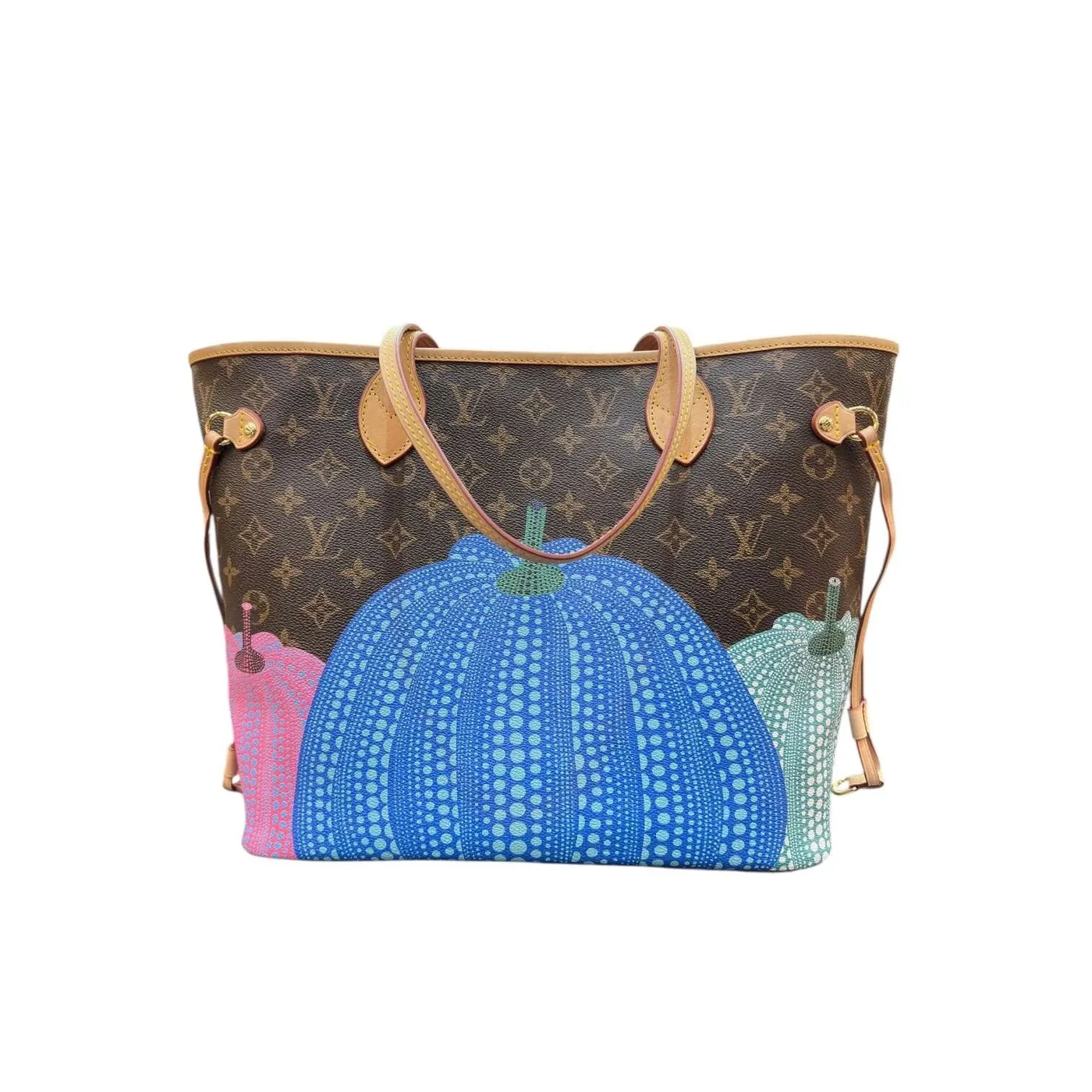 Pumpkin Monogram Neverfull MM style tote bag red interior USA