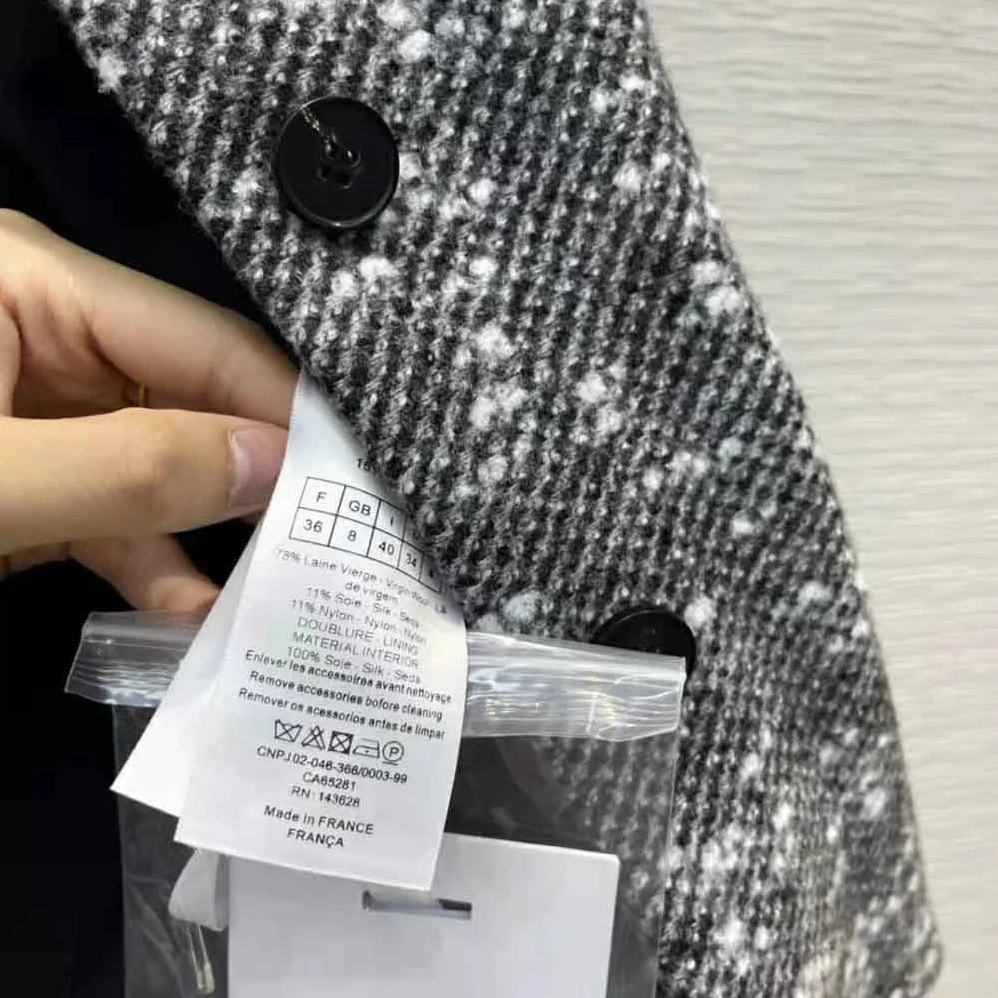 Dior Fitted Hooded Jacket Black and White Technical Wool Tweed and Silk for Women