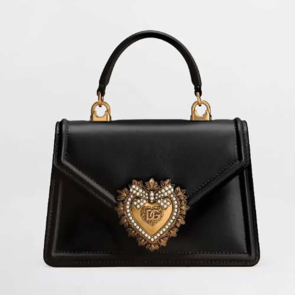 Dolce Gabbana D&G Medium Smooth Calfskin Devotion Bag for Women in Black Dolce Gabbana D&G Medium Smooth Calfskin Devotion Bag for Women in Black