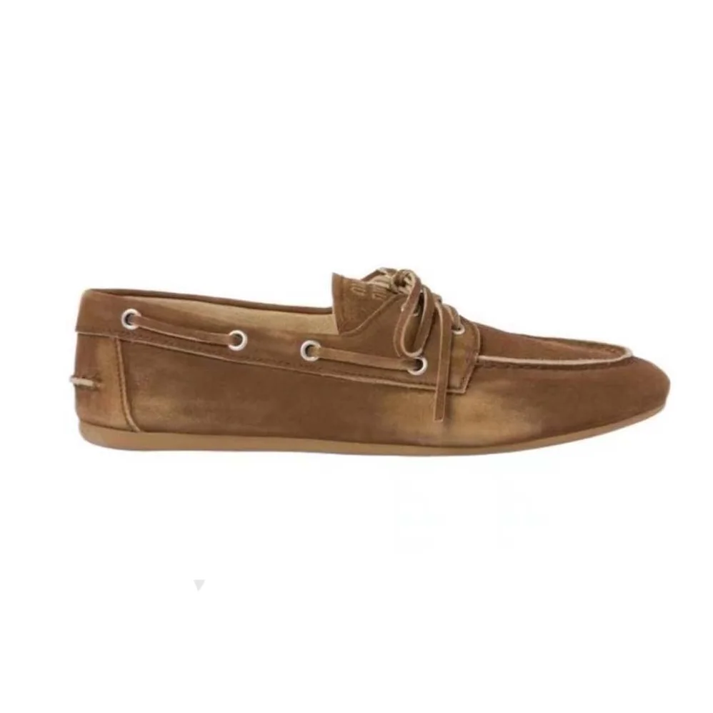 Miu Miu Unlined Bleached Leather Loafers for Women in Brown Miu Miu Unlined Bleached Leather Loafers for Women in Brown