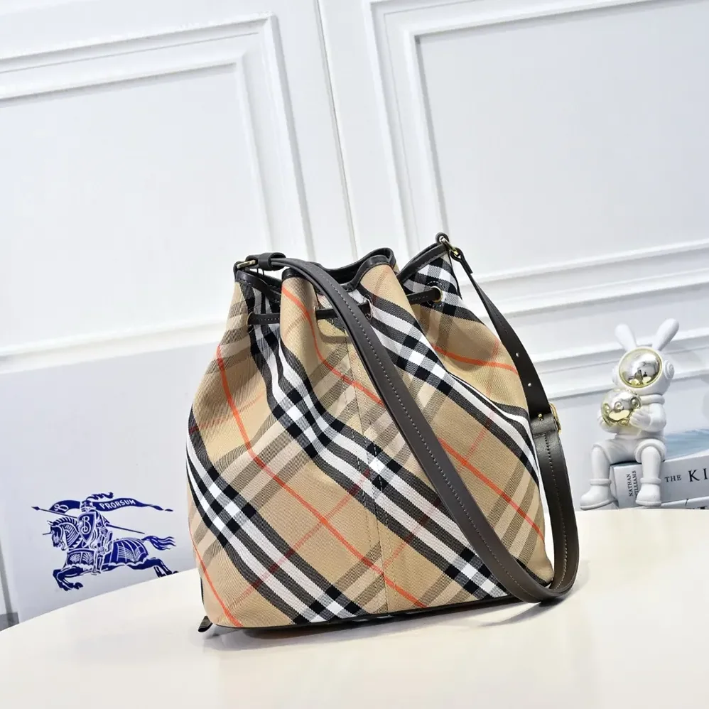 Burberry Medium Check Drawstring Pouch for Women Burberry Medium Check Drawstring Pouch for Women