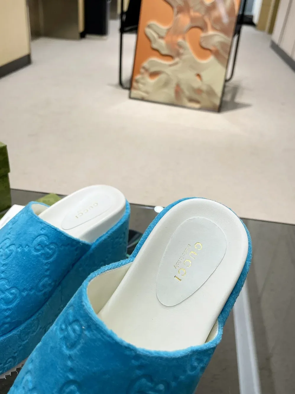 Gucci GG Platform Sandal Light Blue for Women