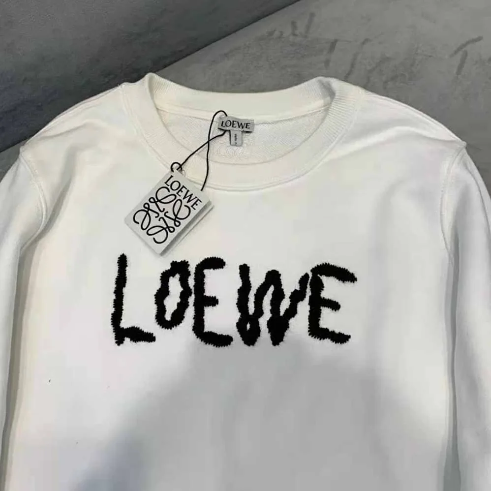 Loewe Embroidered Sweatshirt in Cotton for Women in White Loewe Embroidered Sweatshirt in Cotton for Women in White