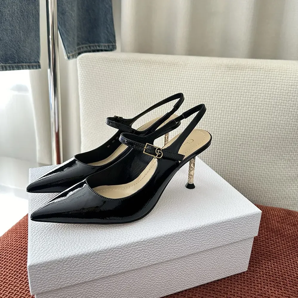 Dior Icon Slingback Pump Black Crinkled Patent Calfskin for Women Dior Icon Slingback Pump Black Crinkled Patent Calfskin for Women