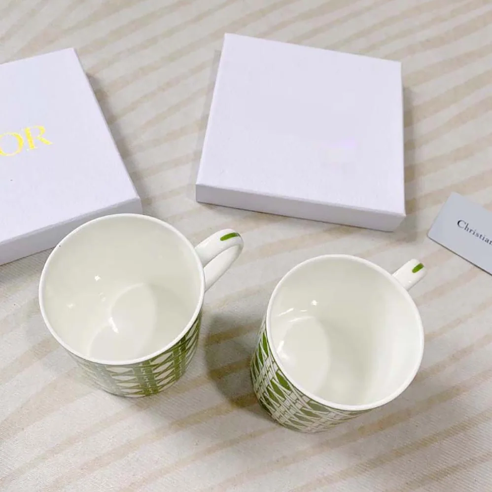 Dior Set of Two Mugs Green Cannage Provence for Unisex Dior Set of Two Mugs Green Cannage Provence for Unisex