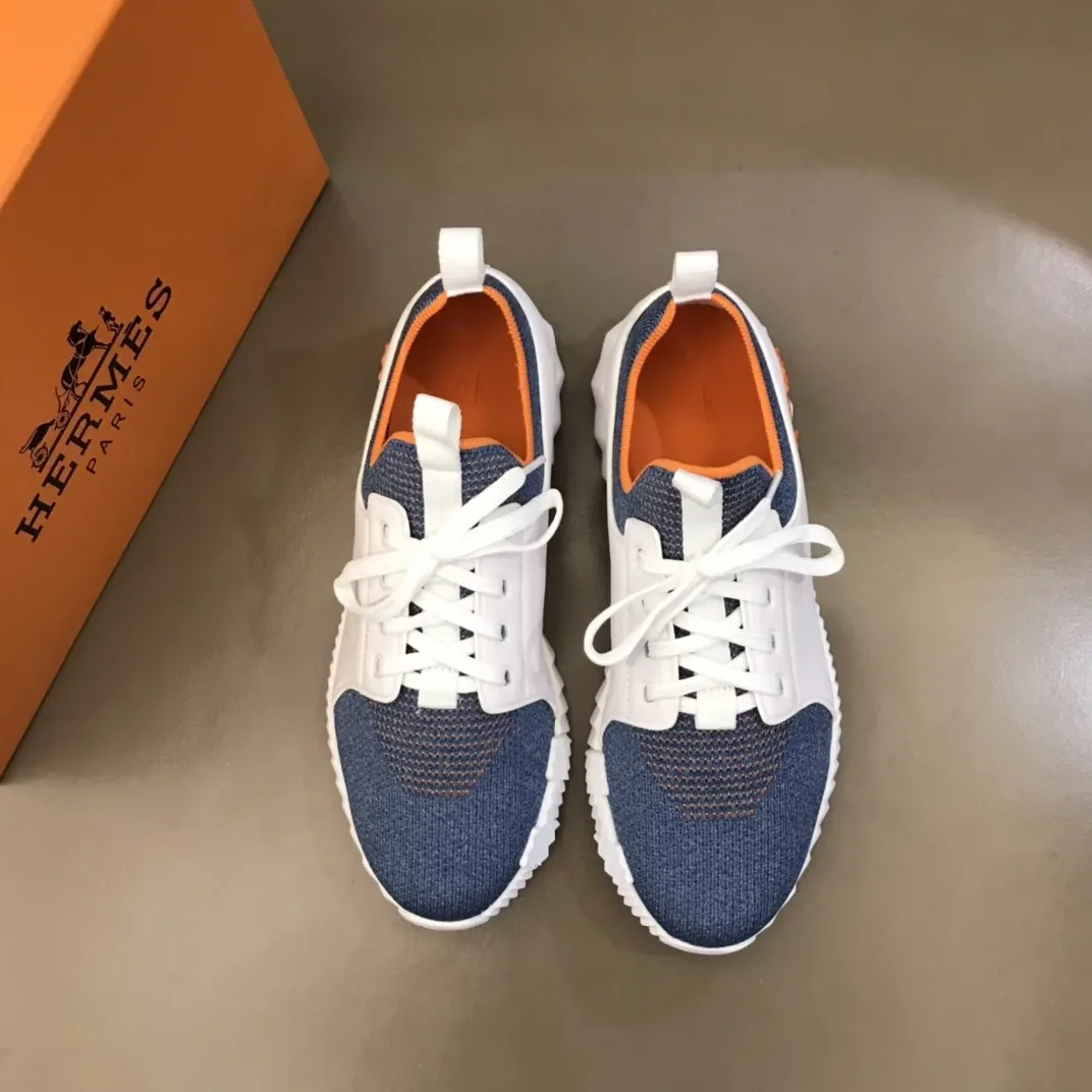 Hermes Depart Sneaker White in Blue Hermes Depart Sneaker White in Blue