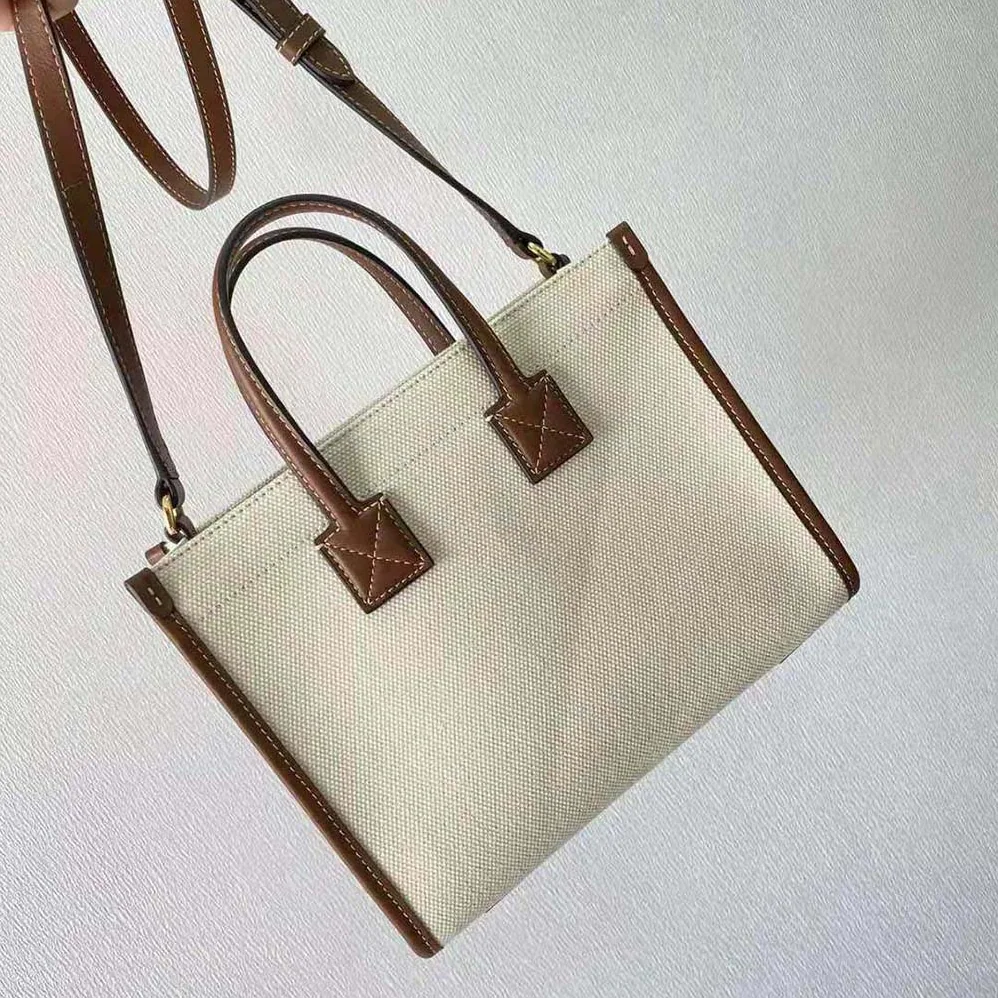 Burberry Mini Two-tone Canvas and Leather Freya Bag for Women in Brown Burberry Mini Two-tone Canvas and Leather Freya Bag for Women in Brown