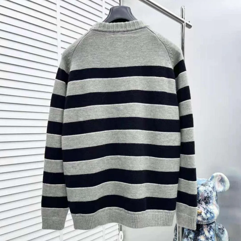 Celine Triomphe Crew Neck Sweater in Striped Wool for Women Celine Triomphe Crew Neck Sweater in Striped Wool for Women