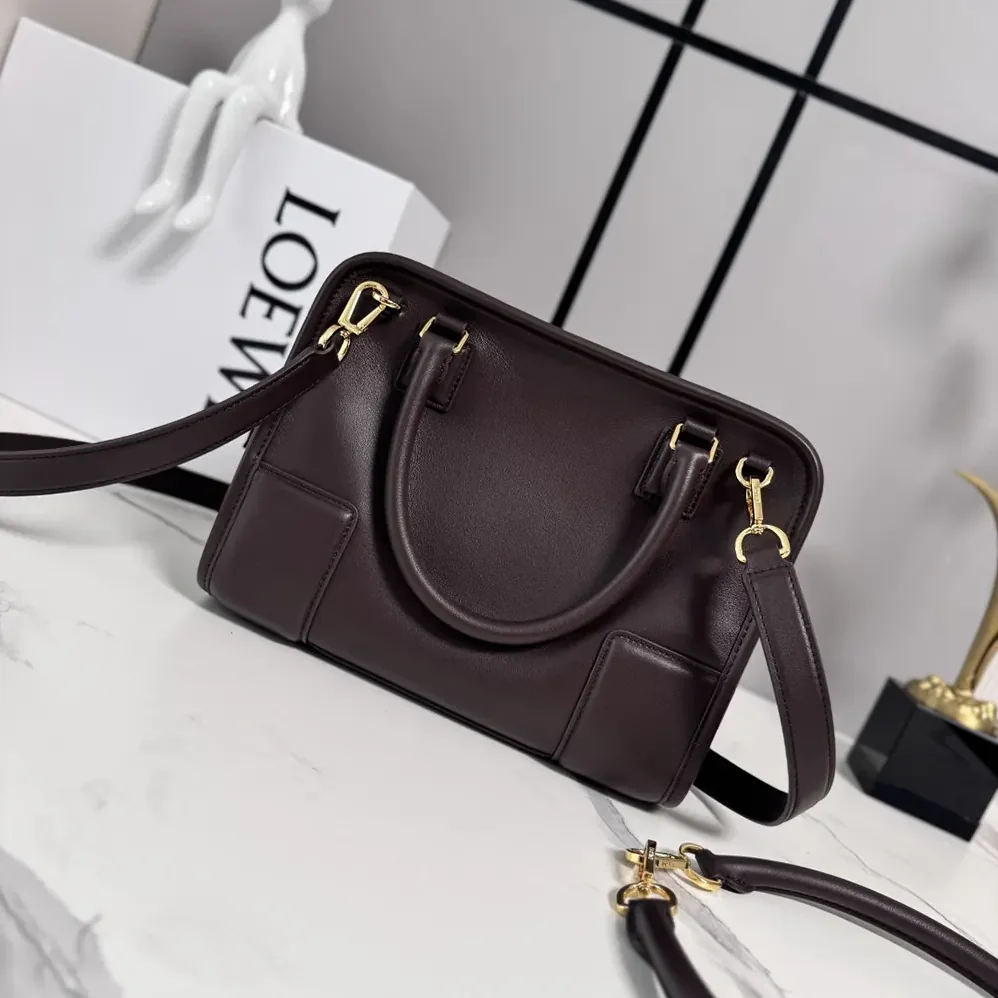Loewe Small Amazona 180 Bag in Soft Calfskin for Women in Dark Chestnut
