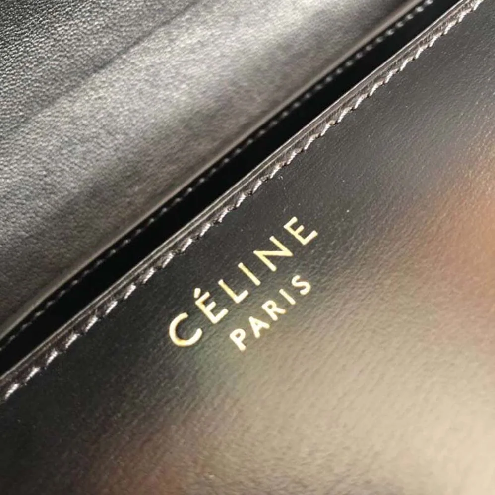 Celine Small Classic Bag in Box Calfskin Leather for Women in Black