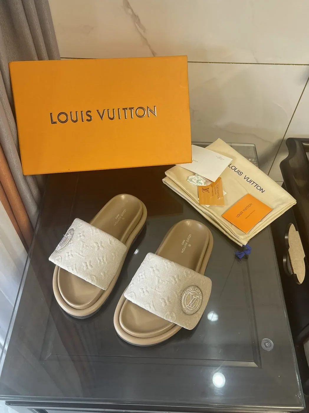 Louis Vuitton Pool Pillow Comfort Flat Mule Beige for Women
