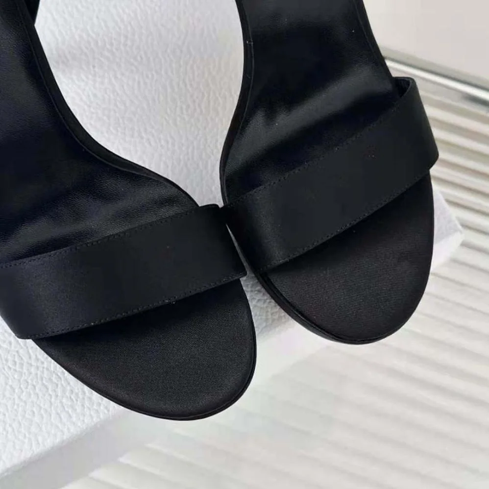 Dior Mlle Dior Heeled Sandal Black Satin for Women