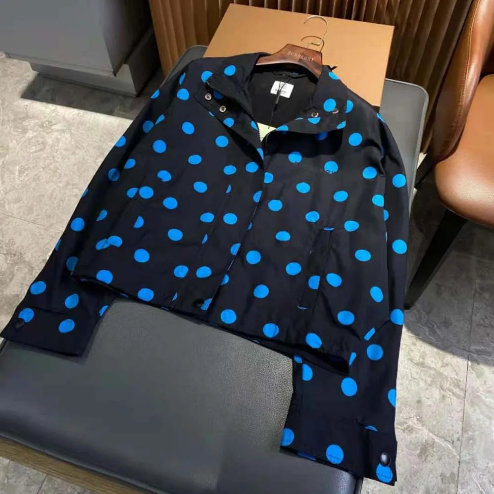 Burberry Polka Dot Nylon Jacquard Funnel Neck Jacket for Women Burberry Polka Dot Nylon Jacquard Funnel Neck Jacket for Women