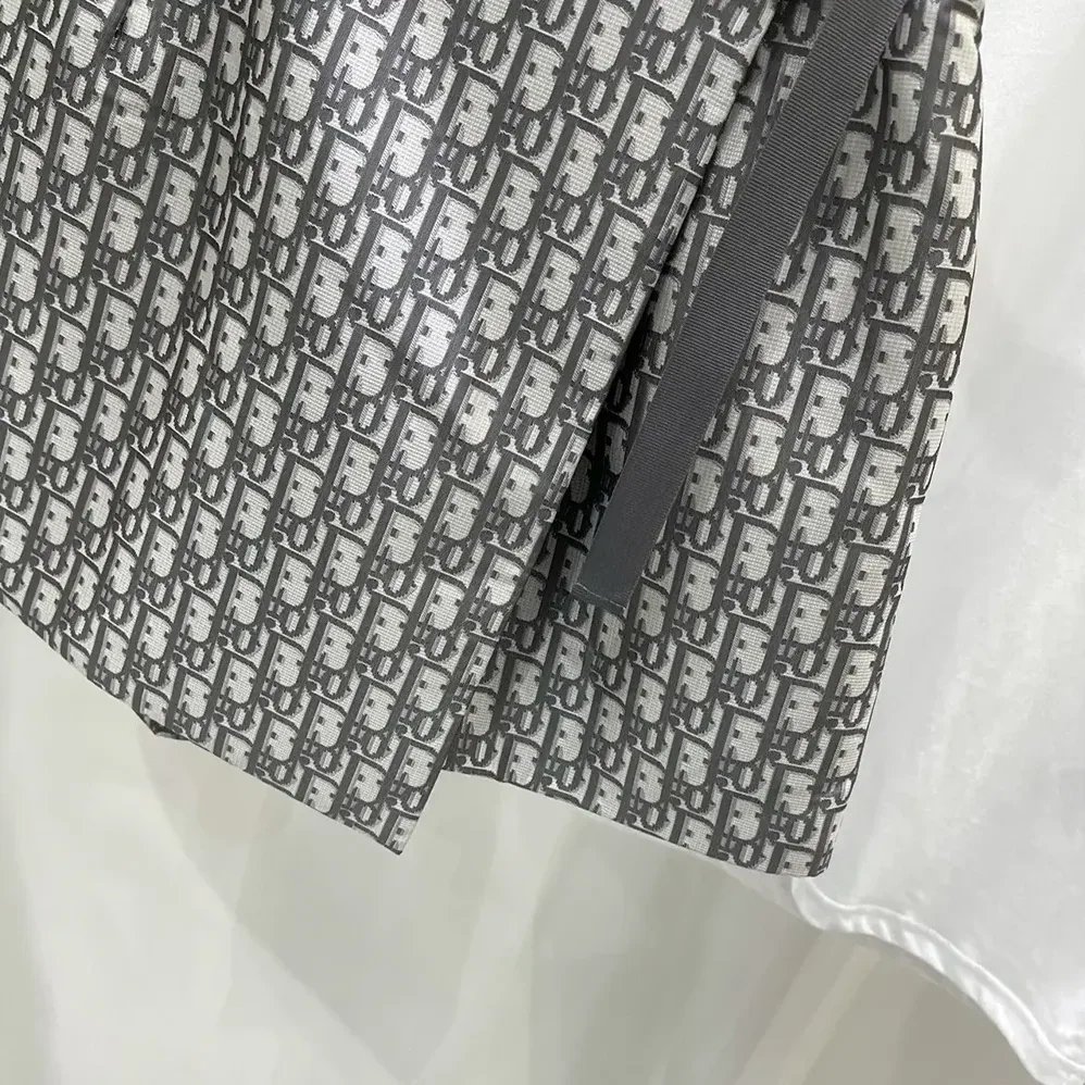 Dior Skort Gray Technical Taffeta Jacquard with Dior Oblique Motif for Women