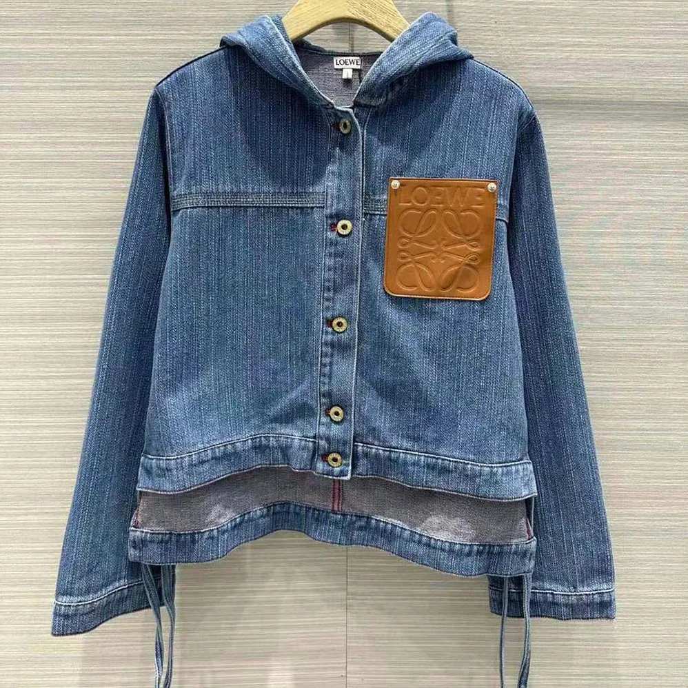 Loewe Cropped Workwear Jacket in Denim for Women Loewe Cropped Workwear Jacket in Denim for Women