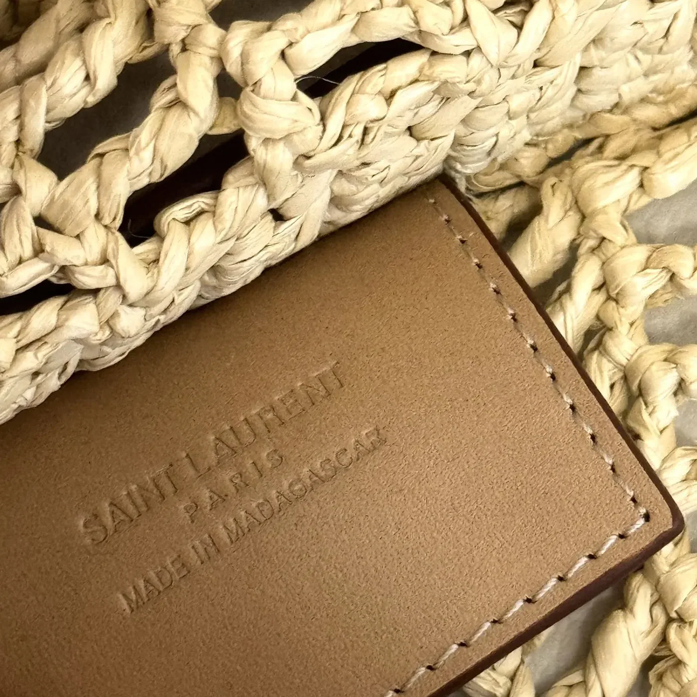 Saint Laurent YSL Oxalis in Raffia Crochet and Leather for Women
