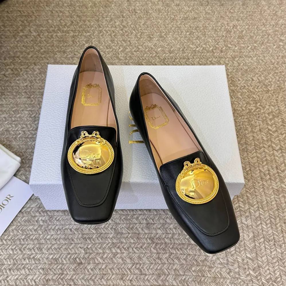 Dior Médaillon Buckle Loafer Black Lambskin for Women Dior Médaillon Buckle Loafer Black Lambskin for Women