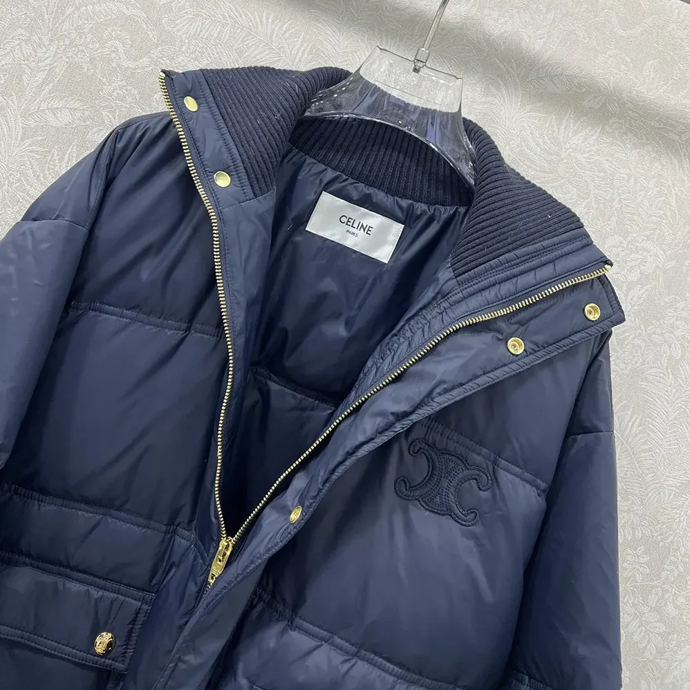 Celine Puffer Jacket In Light Nylon for Women in Navy