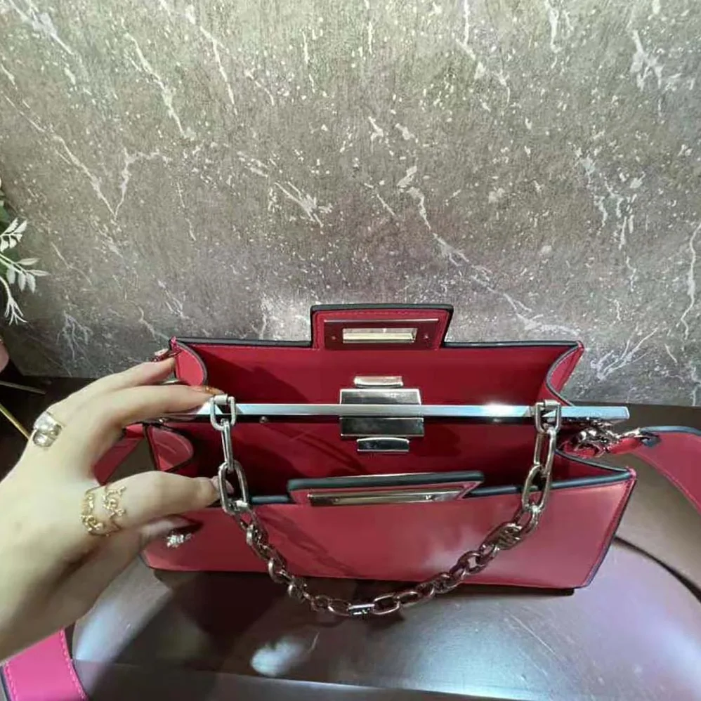 Fendi Peekaboo Cut Medium Pink Leather Bag for Women