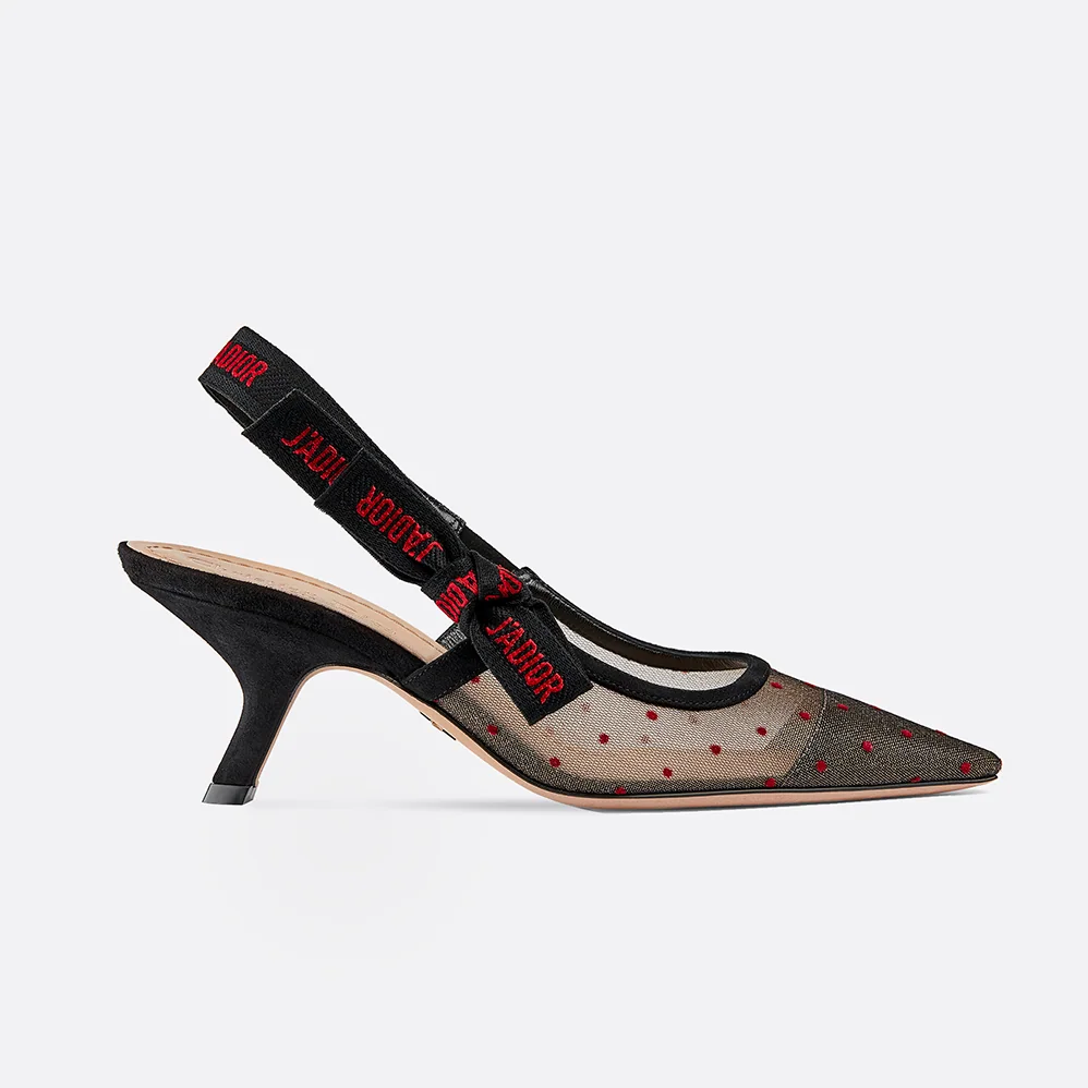 Dior Shoes J'Adior Dotted Swiss Slingback 65mm Heel for Women in Red Dior Shoes J'Adior Dotted Swiss Slingback 65mm Heel for Women in Red