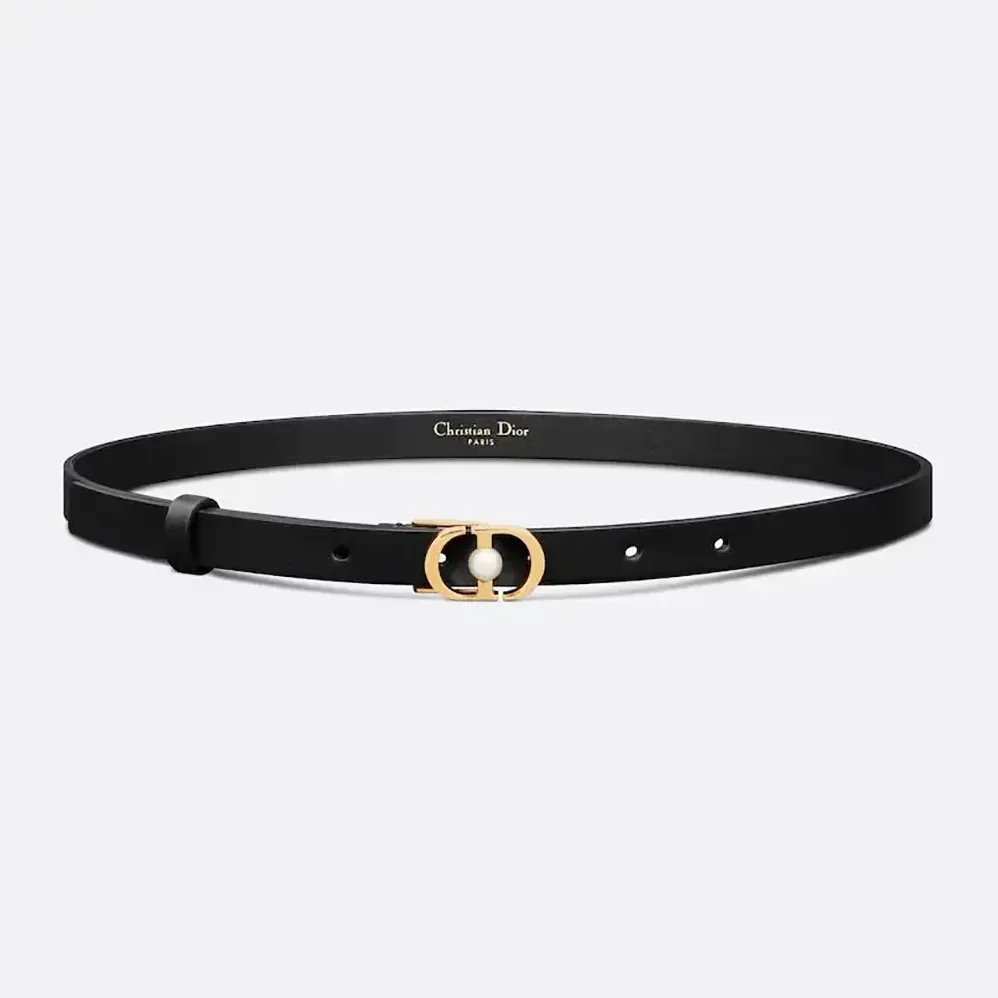Dior 30 Montaigne Jolie Belt Black Smooth Calfskin 15 MM for Women Dior 30 Montaigne Jolie Belt Black Smooth Calfskin 15 MM for Women