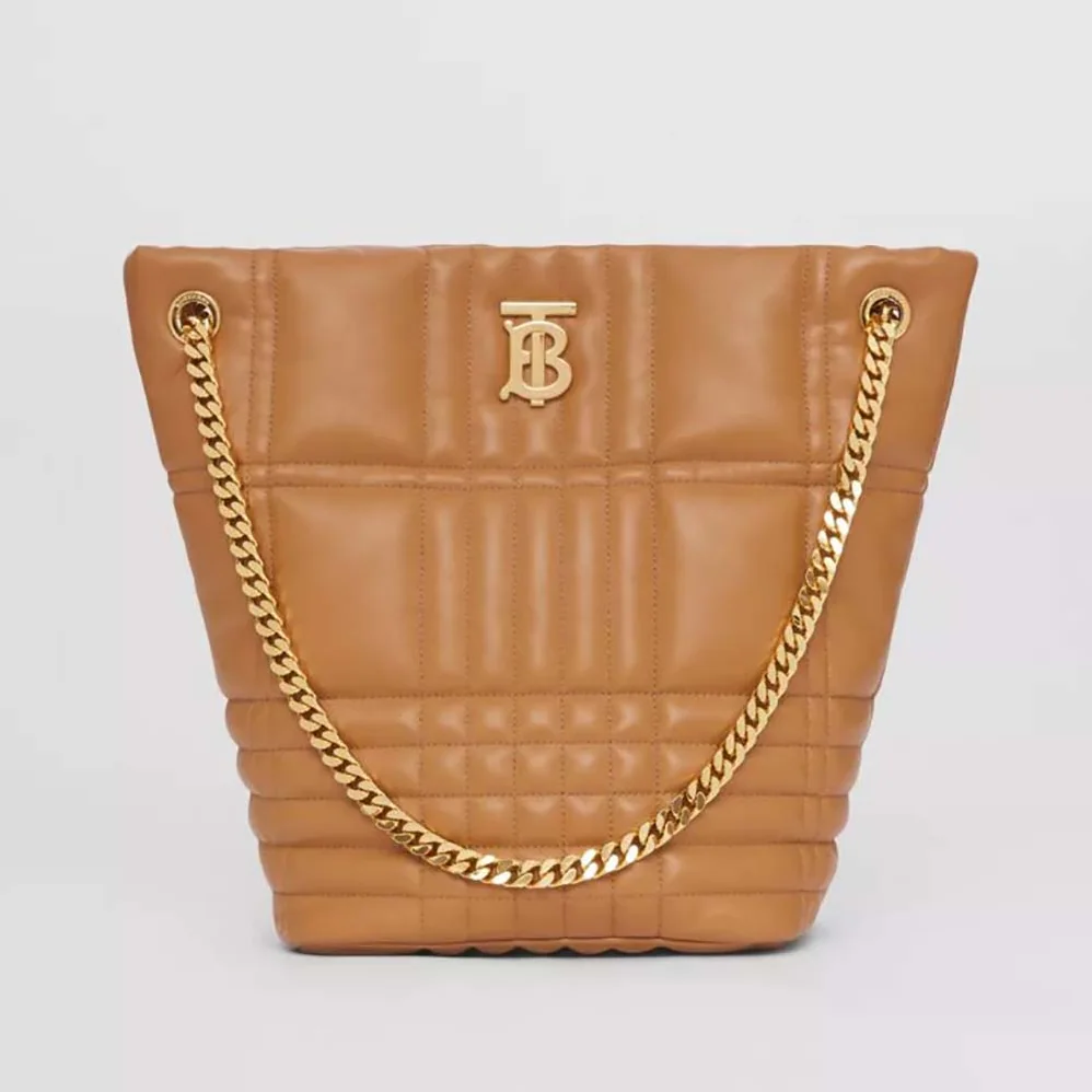 Burberry Medium Quilted Lambskin Lola Bucket Bag for Women in Brown Burberry Medium Quilted Lambskin Lola Bucket Bag for Women in Brown